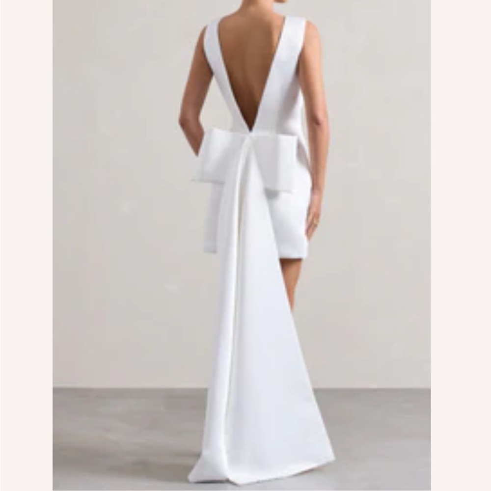Club L London White Backless Bow Dress